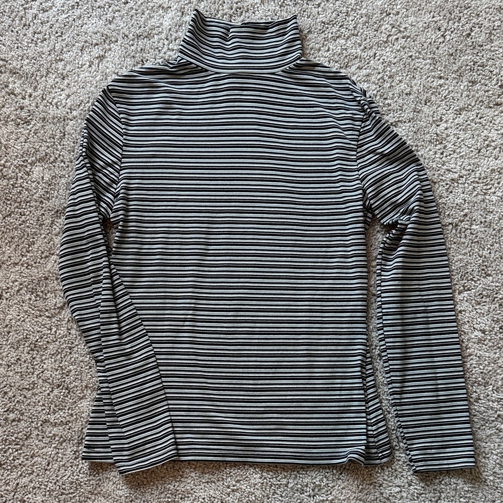 Vintage 90s Express Tricot Striped Turtleneck Long Sleeve Shirt